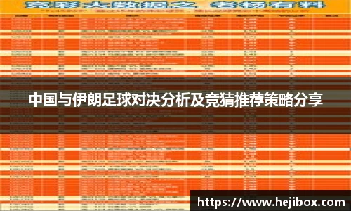 中国与伊朗足球对决分析及竞猜推荐策略分享